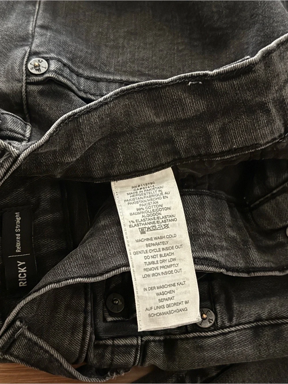 True Religion Rickey Relaxed Straight Men's Jeans Washed Black Sz 28